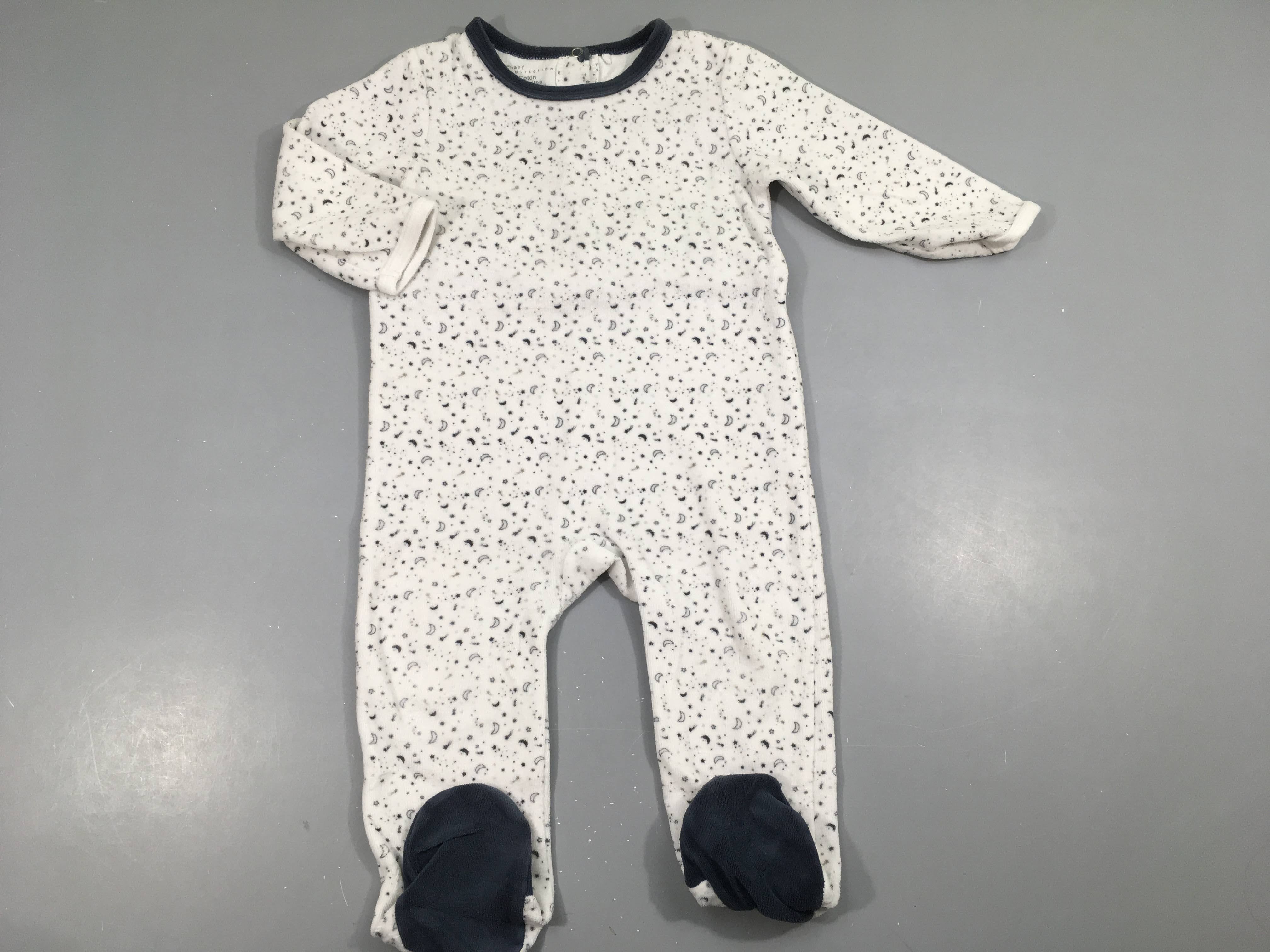 Pyjama velours blanc lunes/étoiles