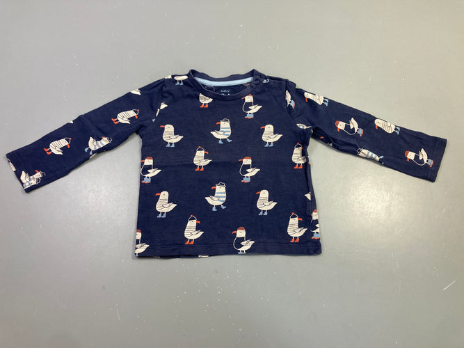 T-shirt m.l bleu marine mouettes, moins cher chez Petit Kiwi