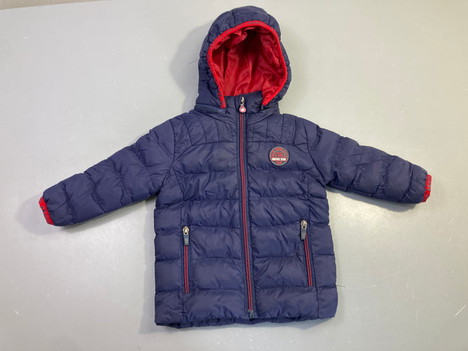 Doudoune capuche bleu marine New York City, moins cher chez Petit Kiwi