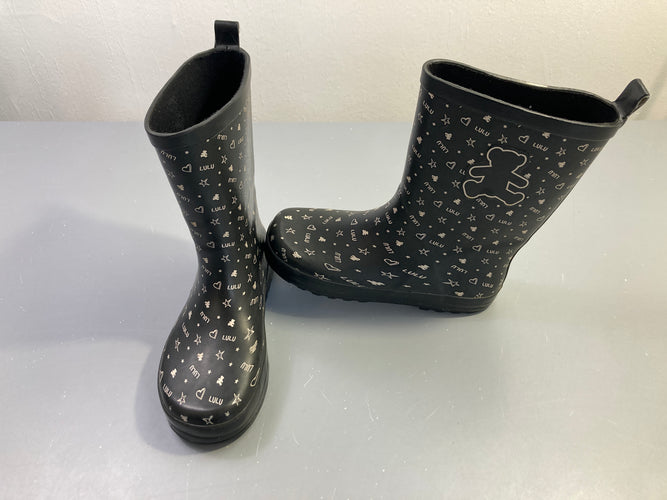 Bottes de pluie noires imprimé ours étoiles, Lulu 33, moins cher chez Petit Kiwi