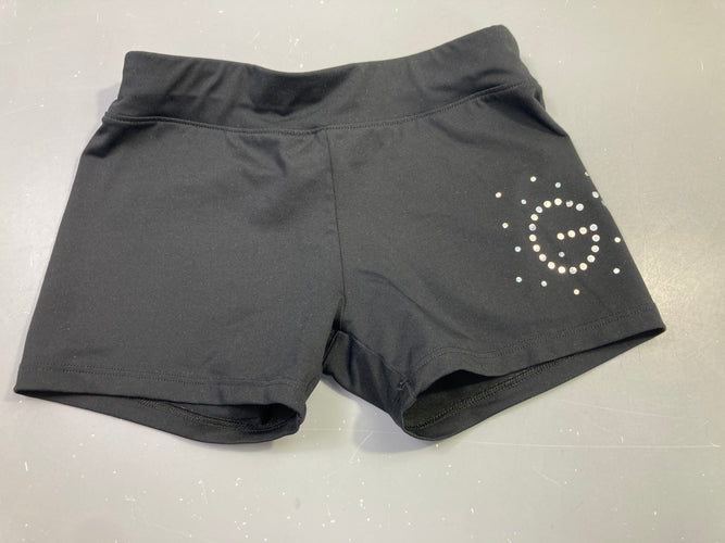 Short noir gym strass lettre G, moins cher chez Petit Kiwi
