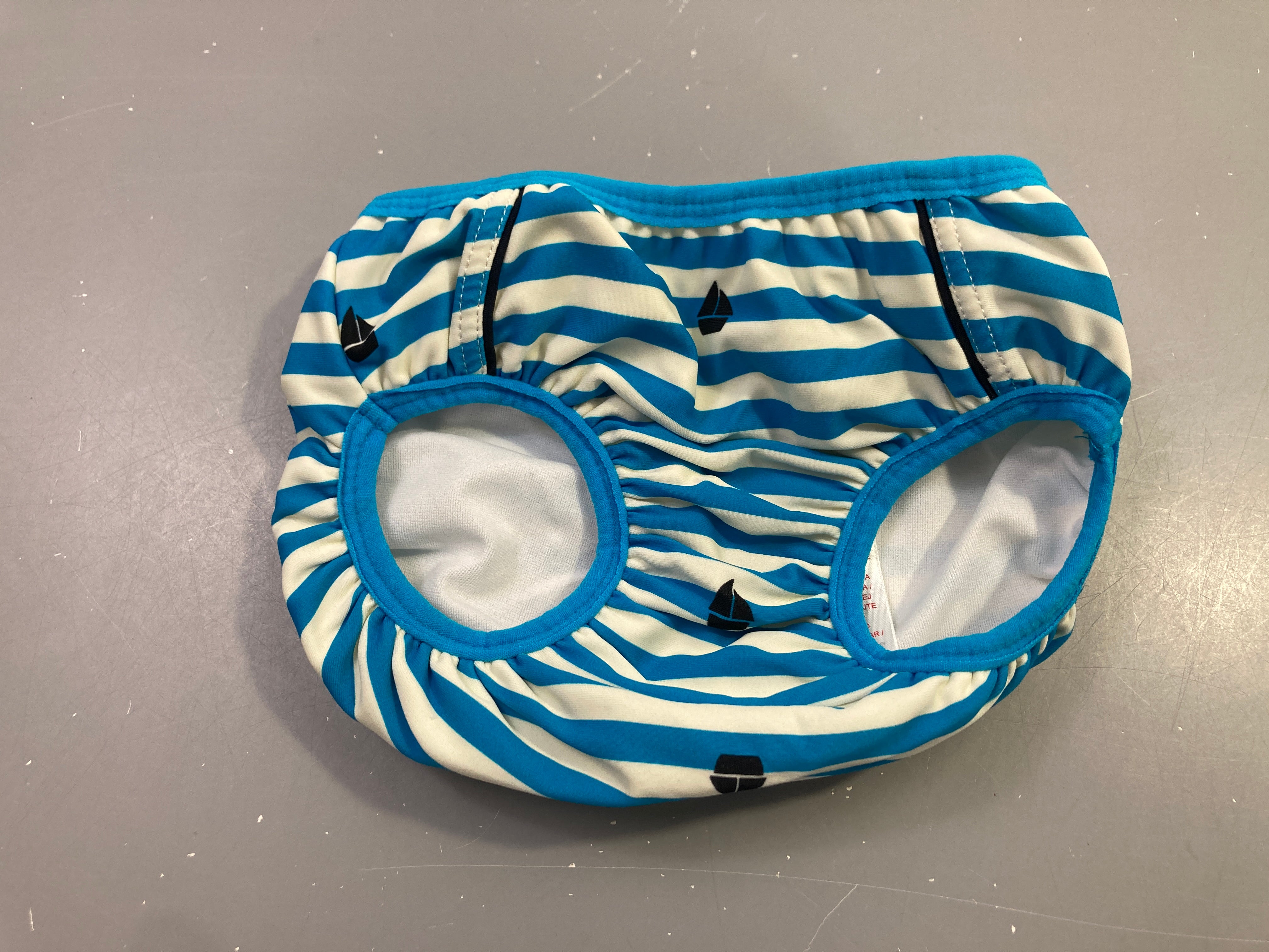 Maillot de bain culotte bleu/blanc rayé voiliers
