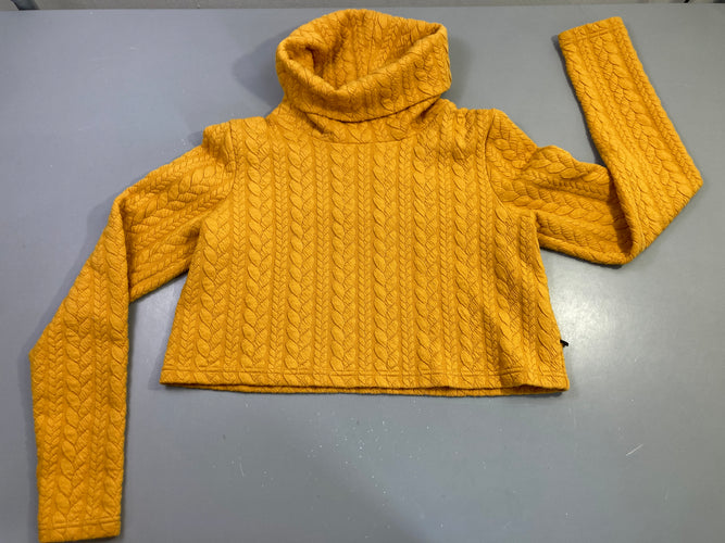 Pull m.l court jaune moutarde col roulé torsadé, moins cher chez Petit Kiwi