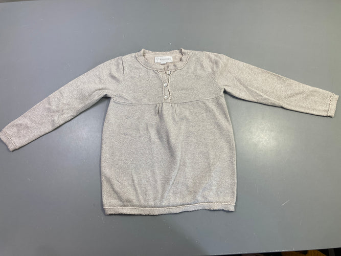 Pull m.l gris fil argenté boutons, moins cher chez Petit Kiwi
