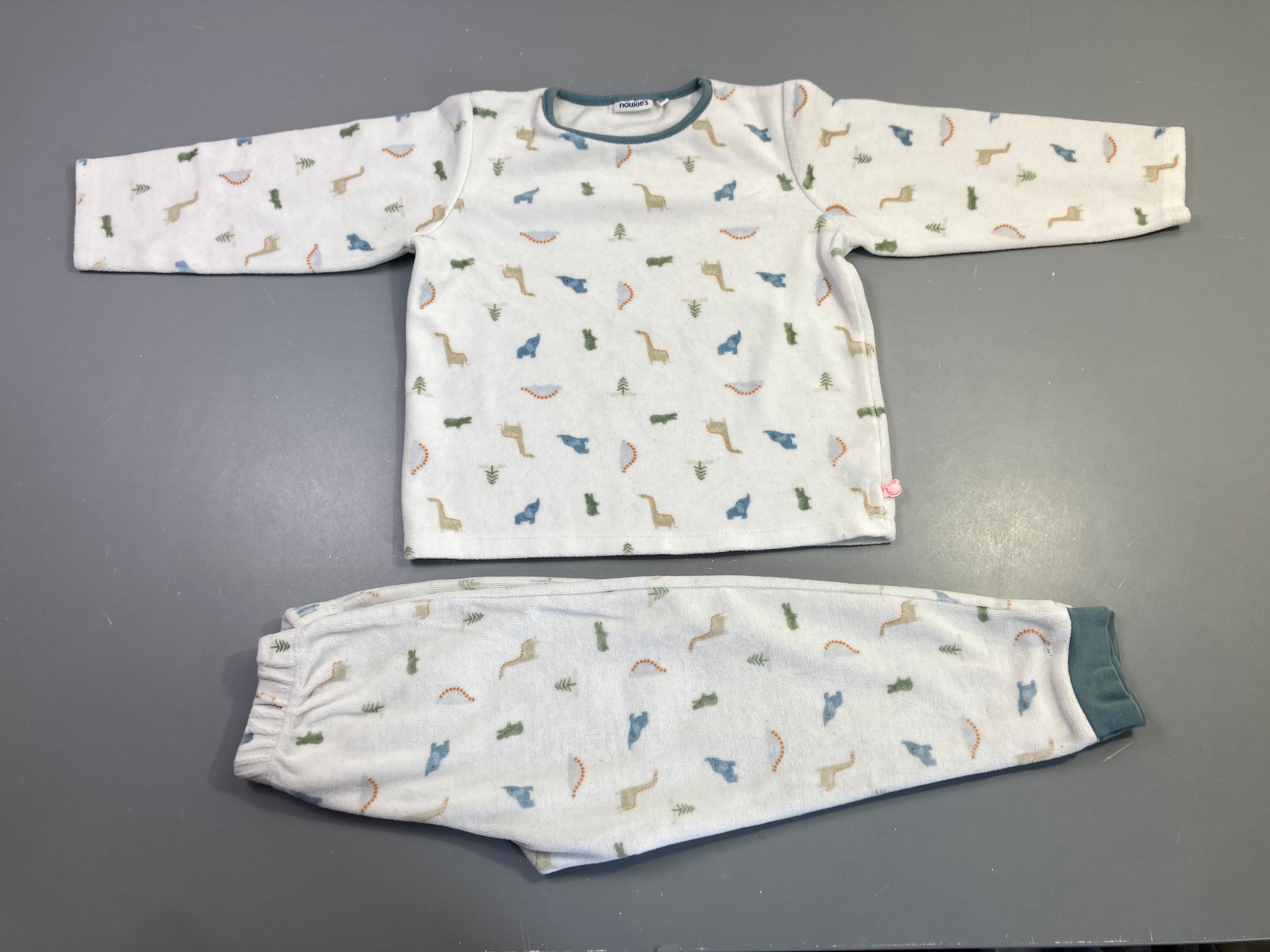 Pyjama 2pcs velours écru animaux