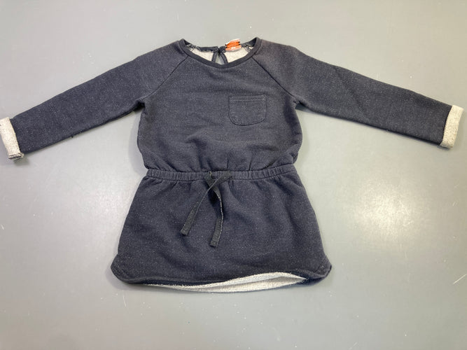 Robe m.l molleton gris foncé pailleté, moins cher chez Petit Kiwi