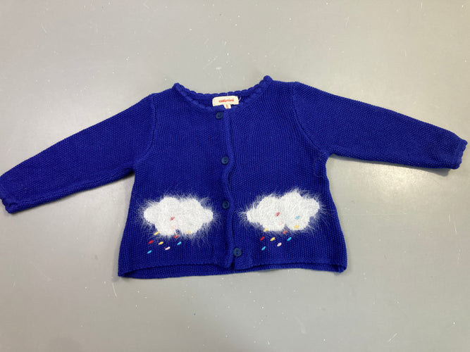 Gilet bleu roi nuages poches, moins cher chez Petit Kiwi
