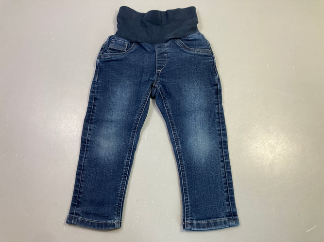 Jeans bleu délavé taille élastique, moins cher chez Petit Kiwi