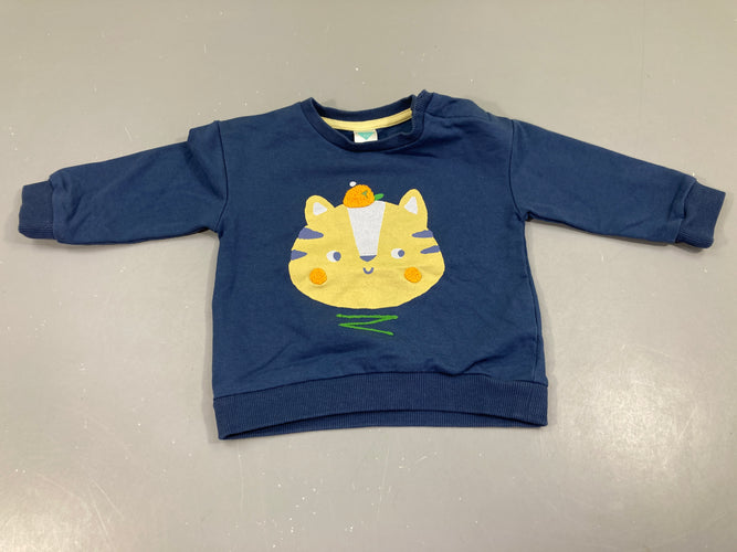 Sweat bleu foncé tigre, moins cher chez Petit Kiwi