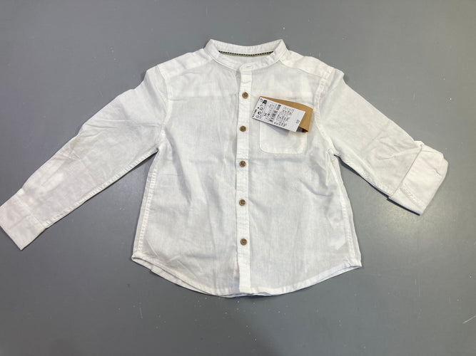 NEUF Chemise m.l blanche col mao poche (prix neuf 10€), moins cher chez Petit Kiwi