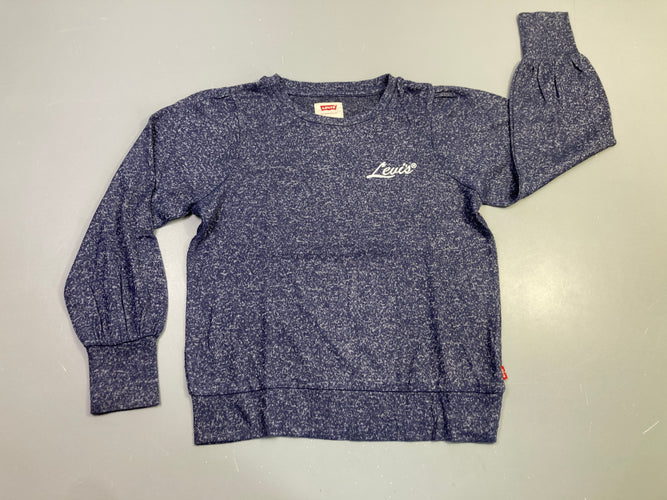 Sweat m.l mailles bleu chiné logo, moins cher chez Petit Kiwi