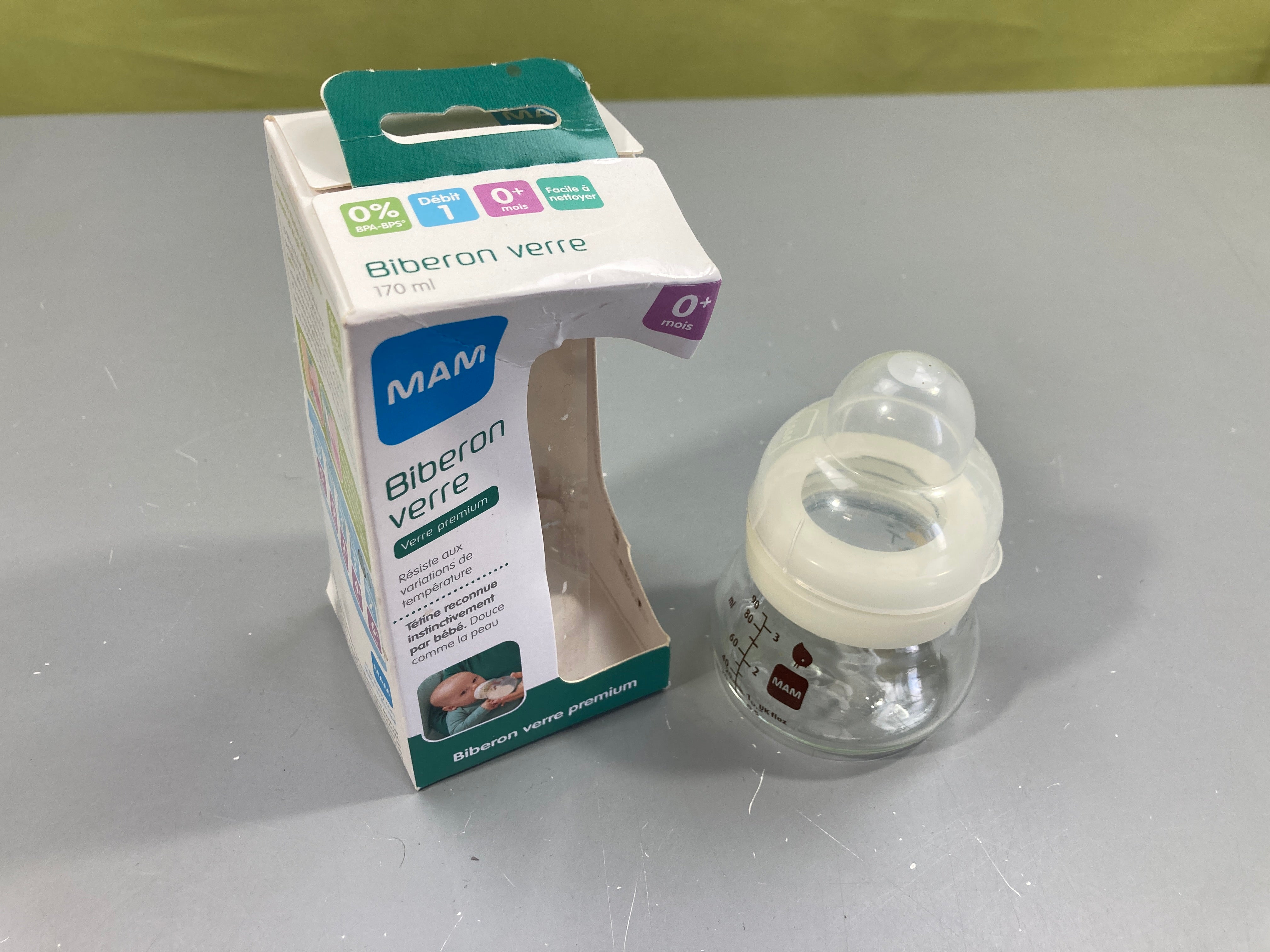 Biberon en verre 90ml, Mam