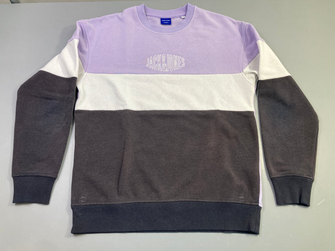 Sweat rayé lilas gris anthracite, moins cher chez Petit Kiwi