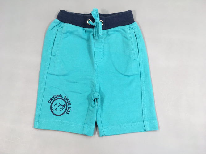 Bermuda molleton turquoise chien, moins cher chez Petit Kiwi