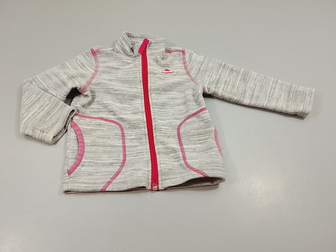 Polar zippé gris flammé/ rose " Quechua", un peu bouloché, moins cher chez Petit Kiwi
