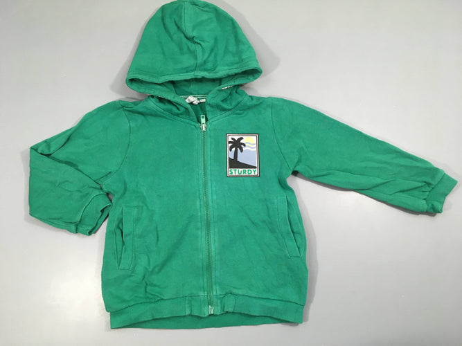 Sweat zippé à capuche vert Sturdy palmier, moins cher chez Petit Kiwi