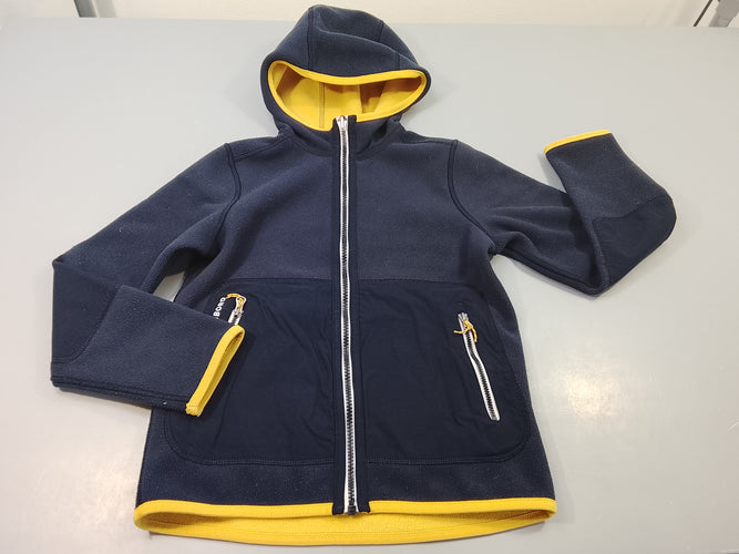 Gilet  Tribord zippé à capuche polar réversible bleu marine / jaune, moins cher chez Petit Kiwi