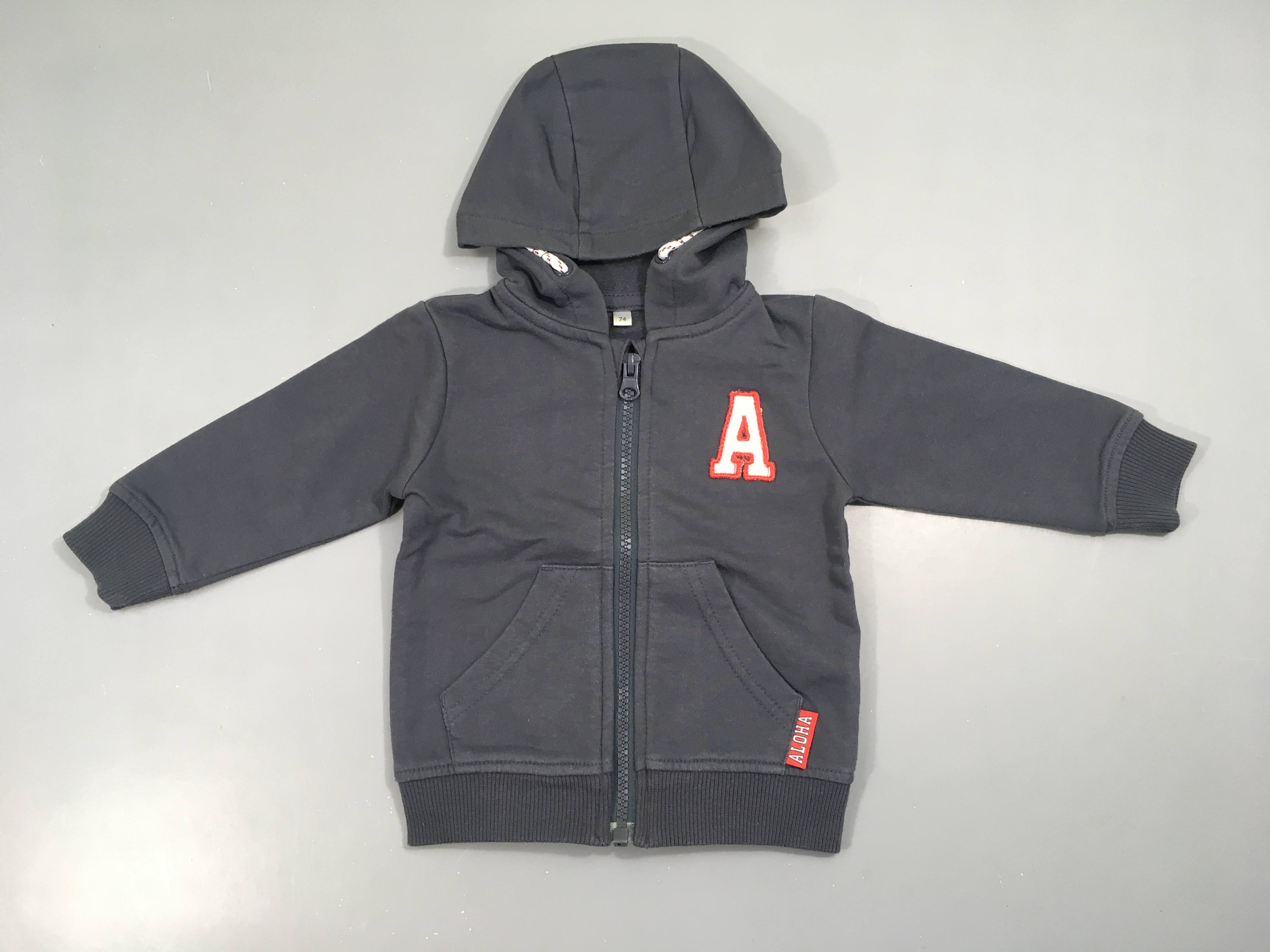 Sweat zippé à capuche gris A Légèrement bouloché