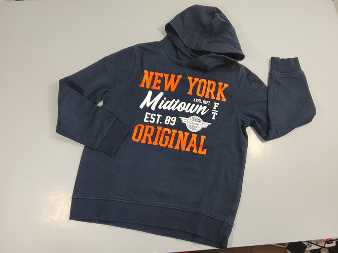 Sweat à capuche  bleu marine  inscriptions orange et blanc  "New York Midtown ,,,", moins cher chez Petit Kiwi