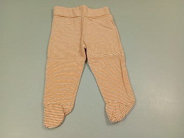 Pantalon à pieds  jersey rayé blanc et brun clair, moins cher chez Petit Kiwi