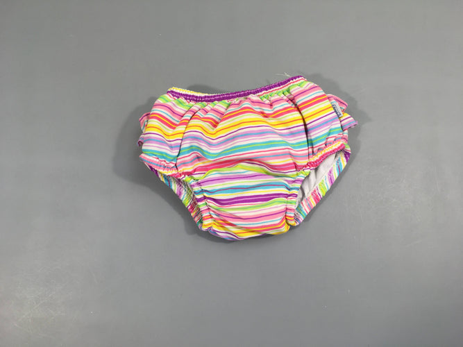Culotte de maillot lavable rayé blanc-rose-bleu-jaune UPF 50+, moins cher chez Petit Kiwi