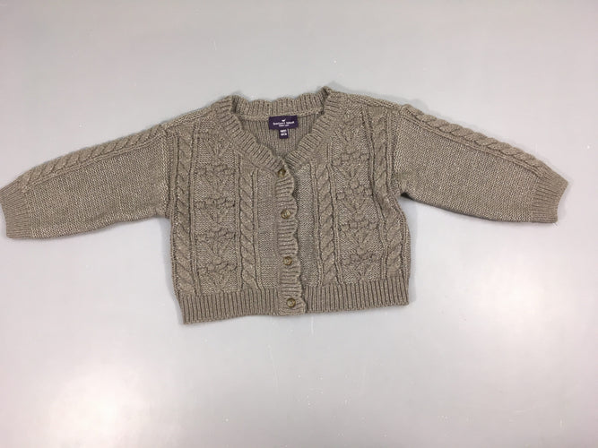 Gilet mailles taupes fils métalisé argenté, moins cher chez Petit Kiwi