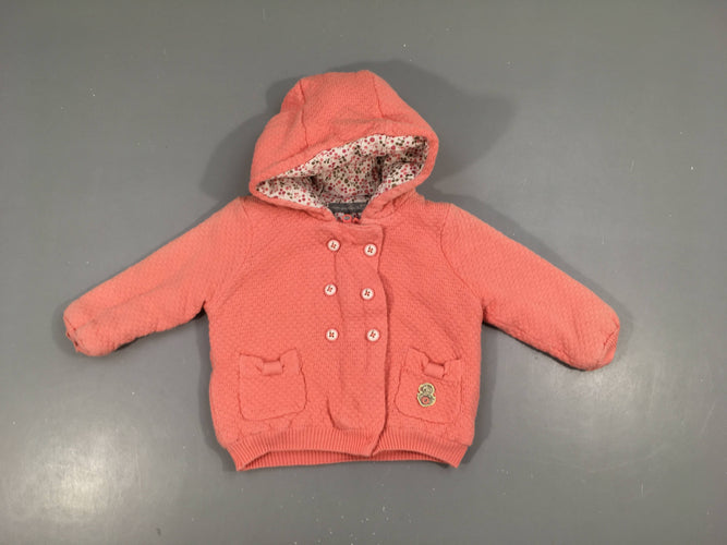 Gilet veste à capuche rose ouatiné doublé jersey, moins cher chez Petit Kiwi
