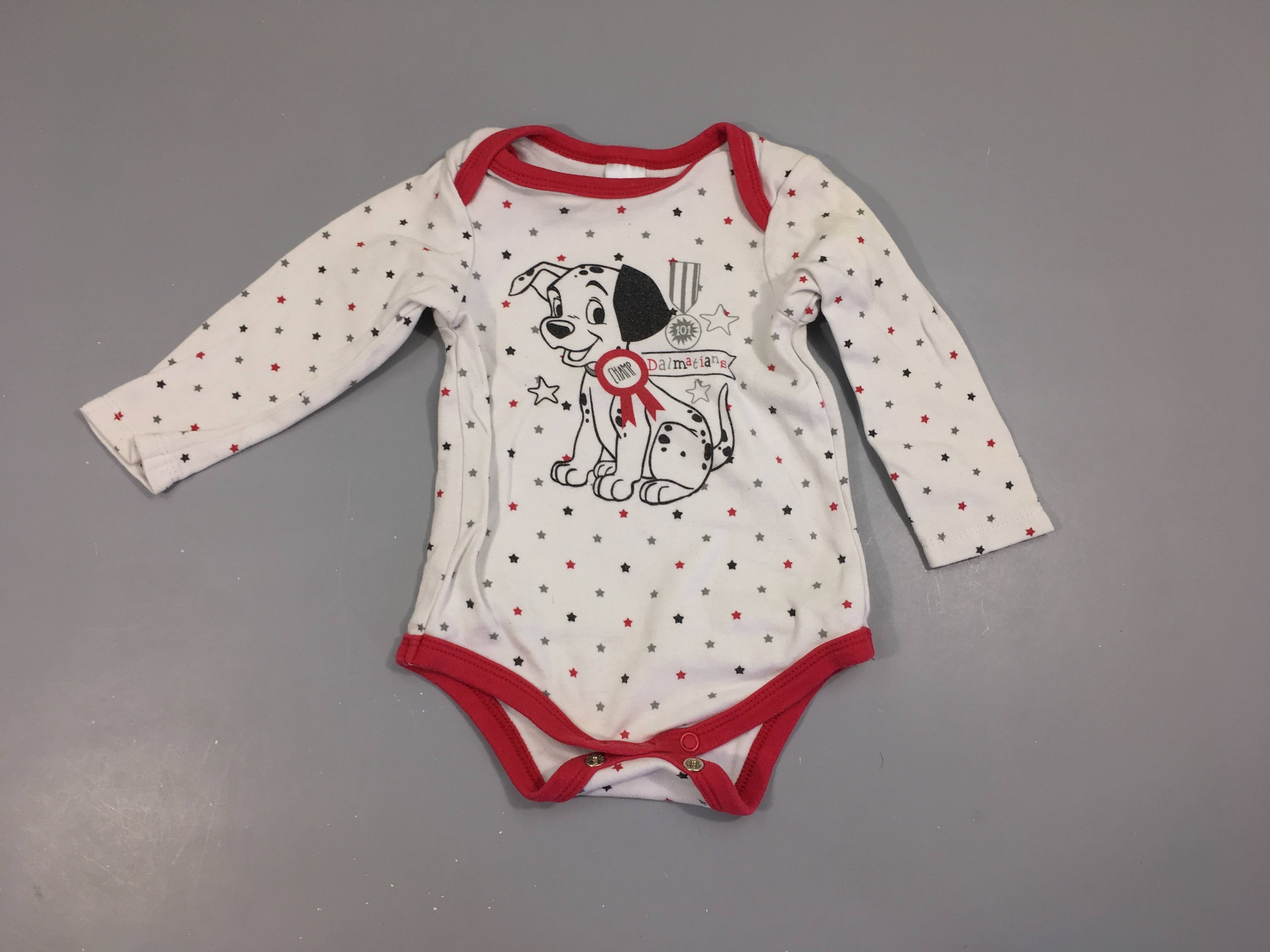 Body m.l blanc 101 dalmatiens étoiles, légèrement bouloché