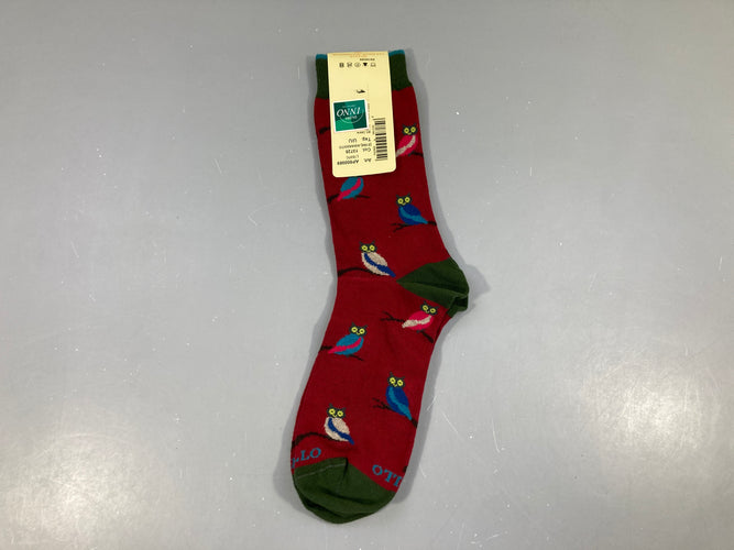 NEUF Chaussettes bordeaux chouettes, 40-45, moins cher chez Petit Kiwi