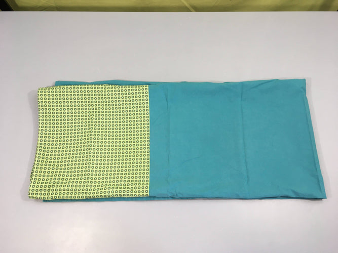Mundo melocoton drap plat bleu/vert fleuri pour lit 60x120cm, moins cher chez Petit Kiwi