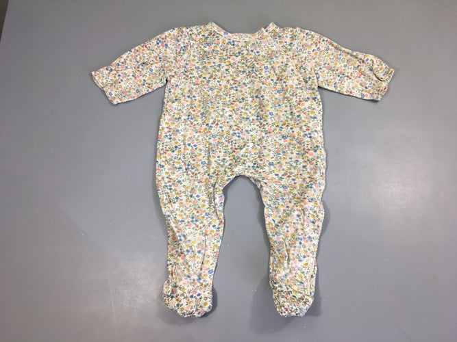 Pyjama jersey blanc fleuri vert bleu jaune, moins cher chez Petit Kiwi