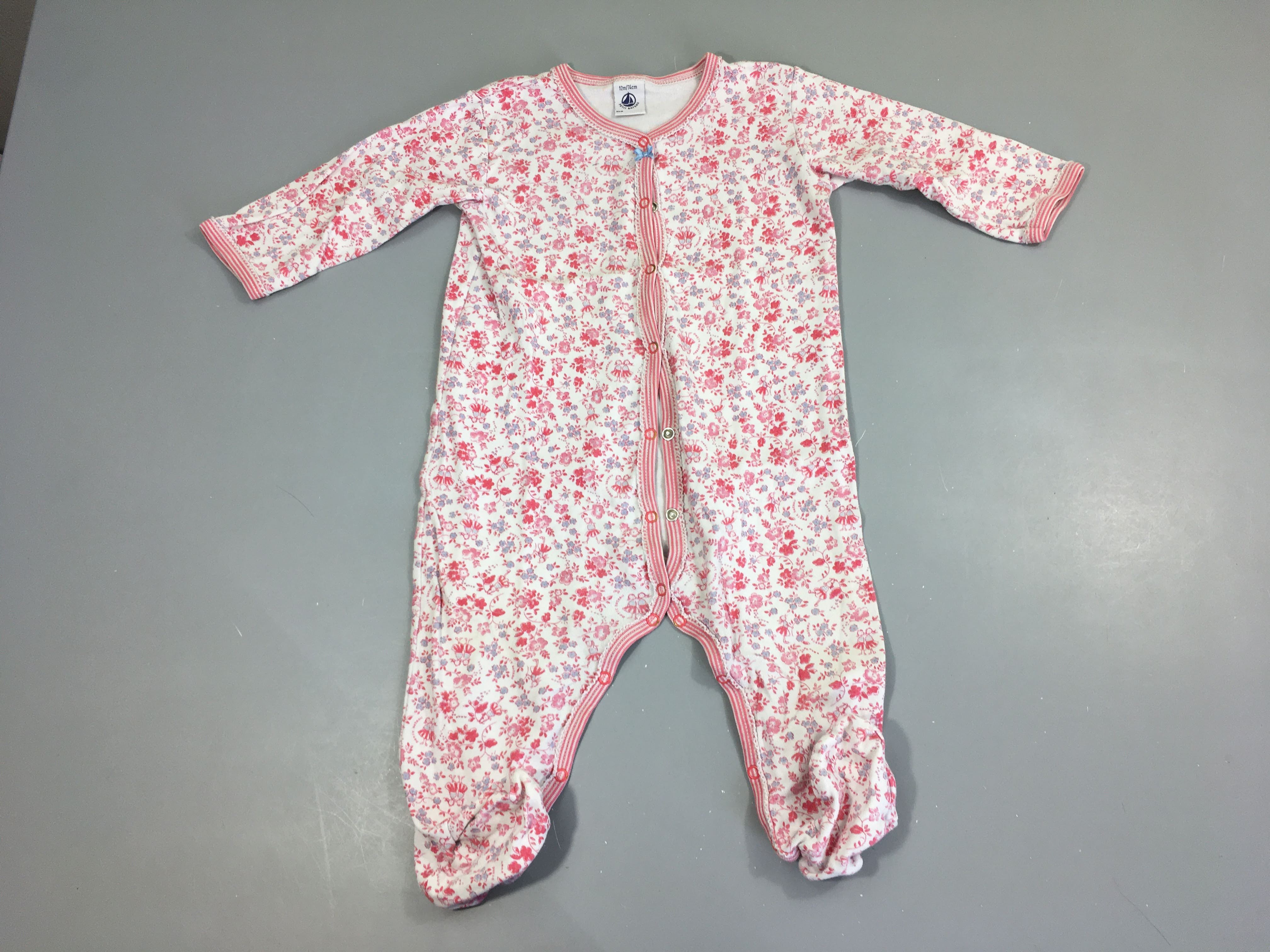 Pyjama jersey blanc fleuri filles roses