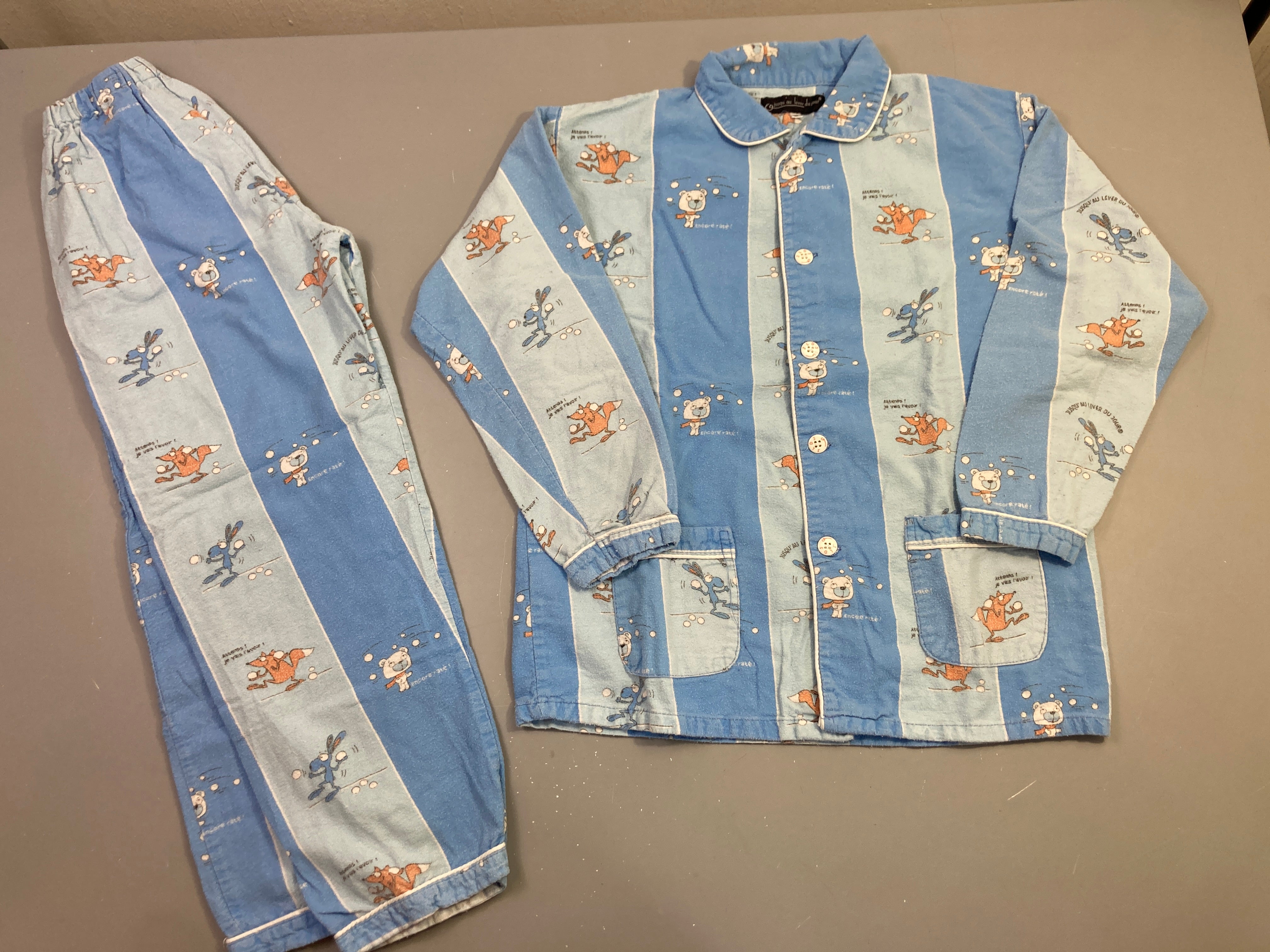 Pyjama 2 pièces bleu rayé animaux-Bouloché