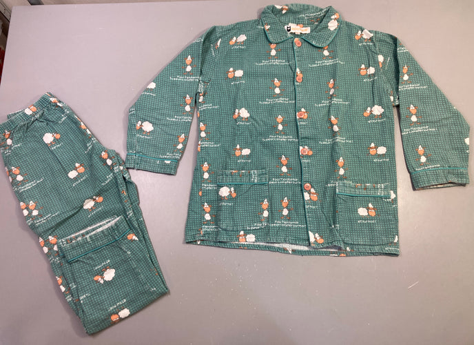 Pyjama 2 pièces vert moutons, moins cher chez Petit Kiwi