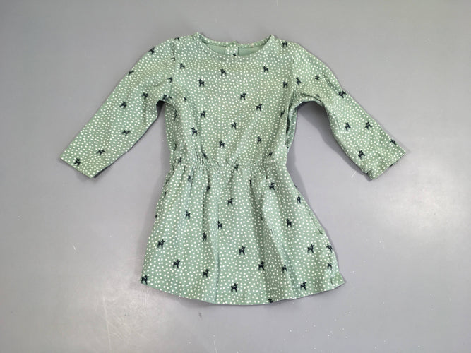 Robe m.l jersey verte biches points blancs, moins cher chez Petit Kiwi