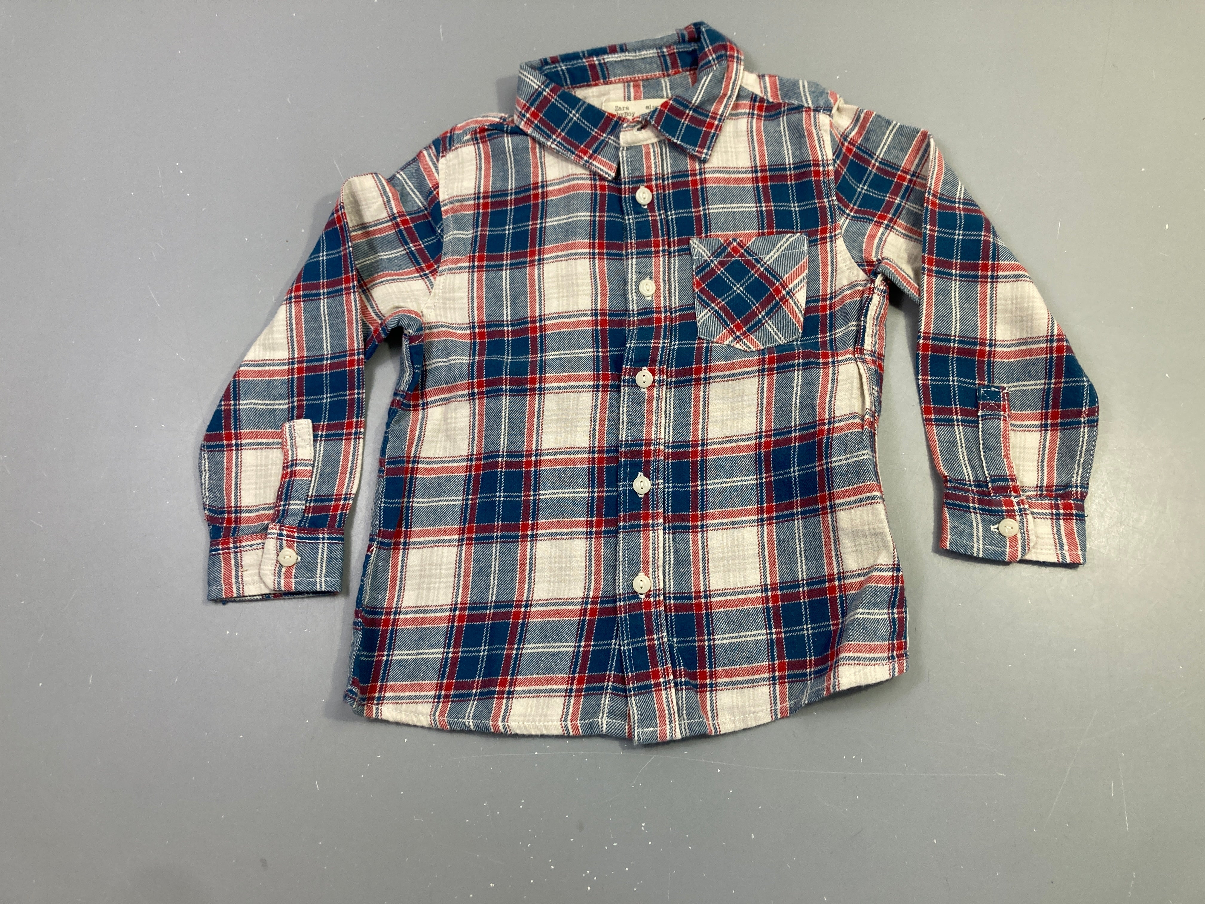 Chemise ml carreaux rouge bleu, flanelle