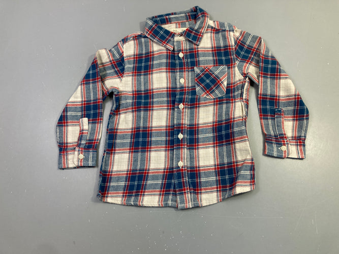 Chemise ml carreaux rouge bleu, flanelle, moins cher chez Petit Kiwi