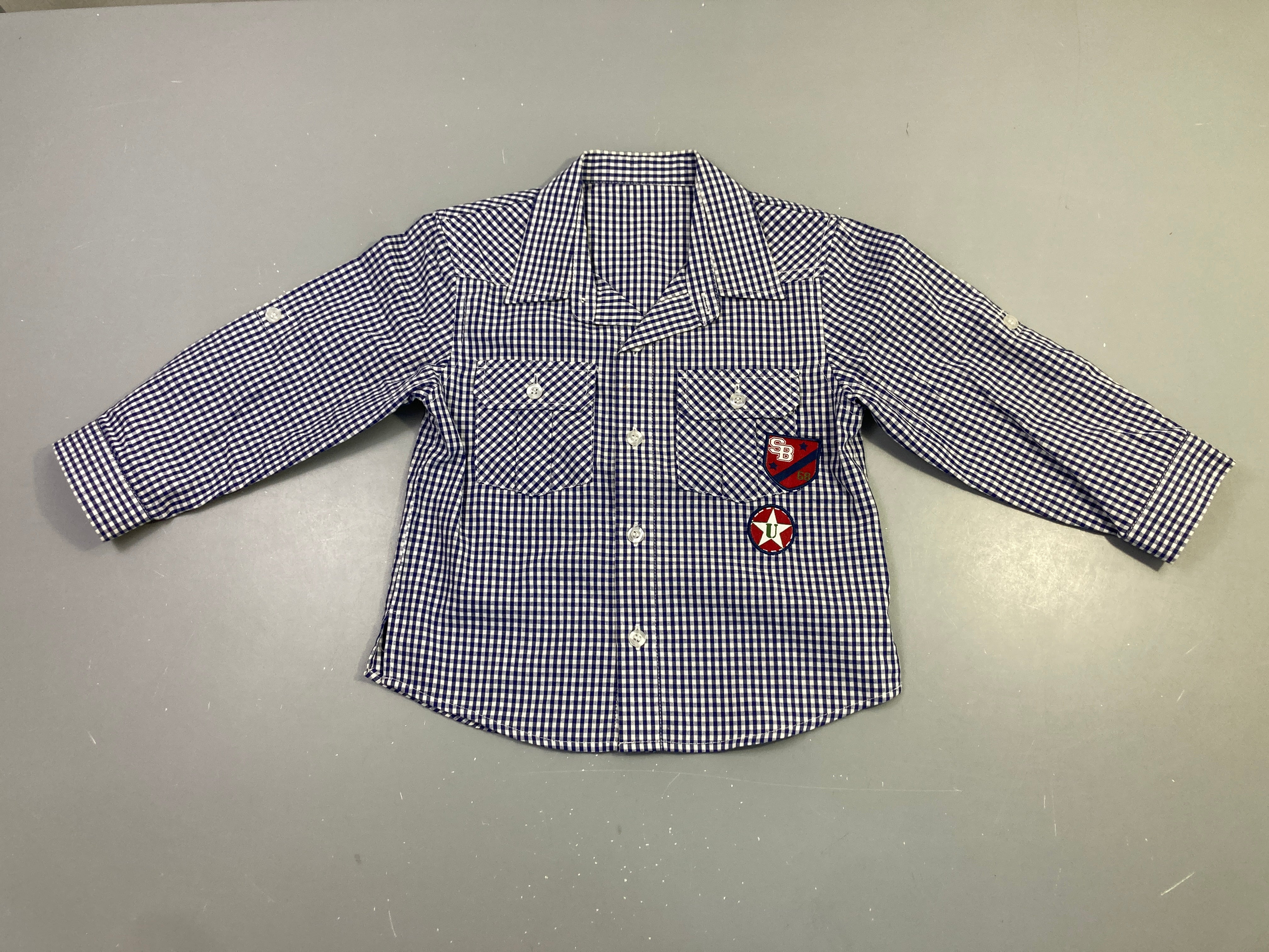 Chemise ml vichy bleu marine blanc