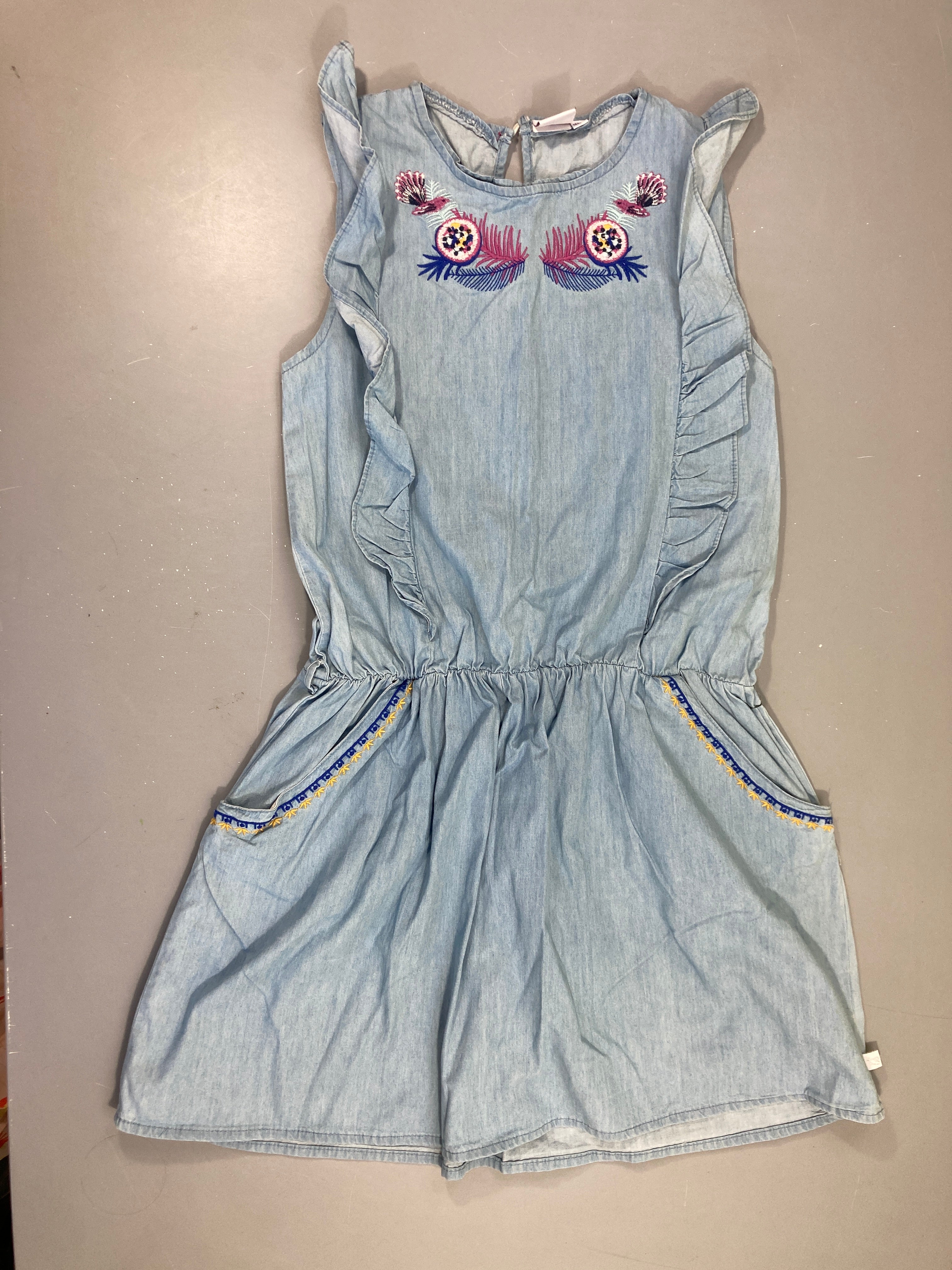 Robe m.c denim froufrous