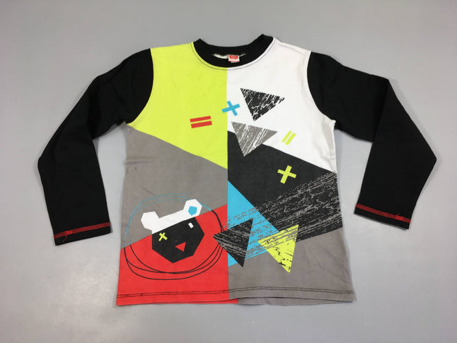 T-shirt m.l noir/jaune/blanc/rouge formes géométriques, moins cher chez Petit Kiwi