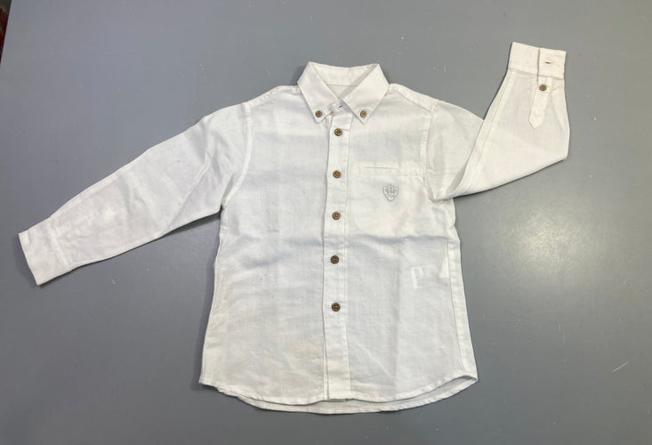 Chemise ml lin blanc, 56% lin, NelBlu, moins cher chez Petit Kiwi