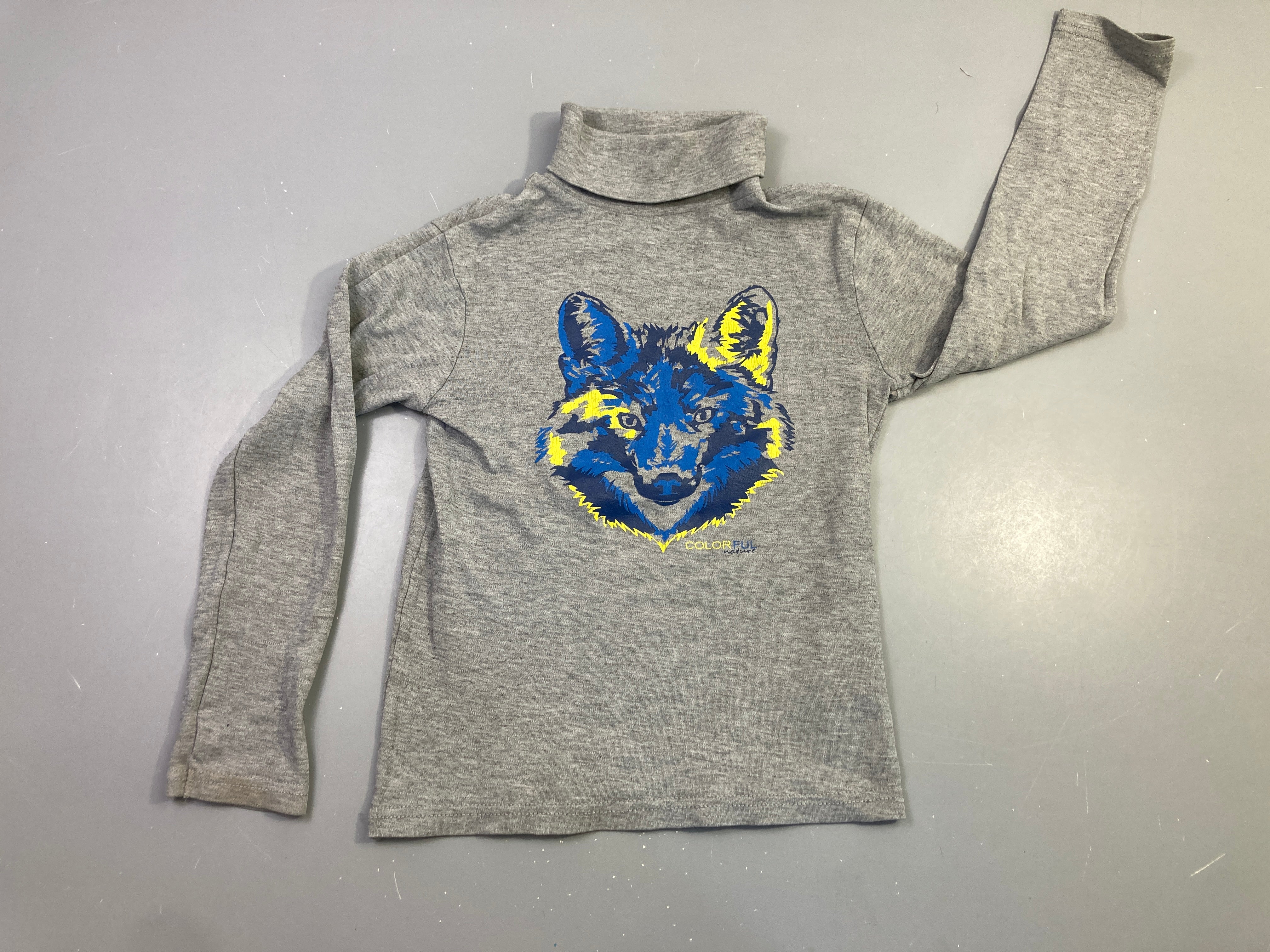 T-shirt ml col roulé gris loup