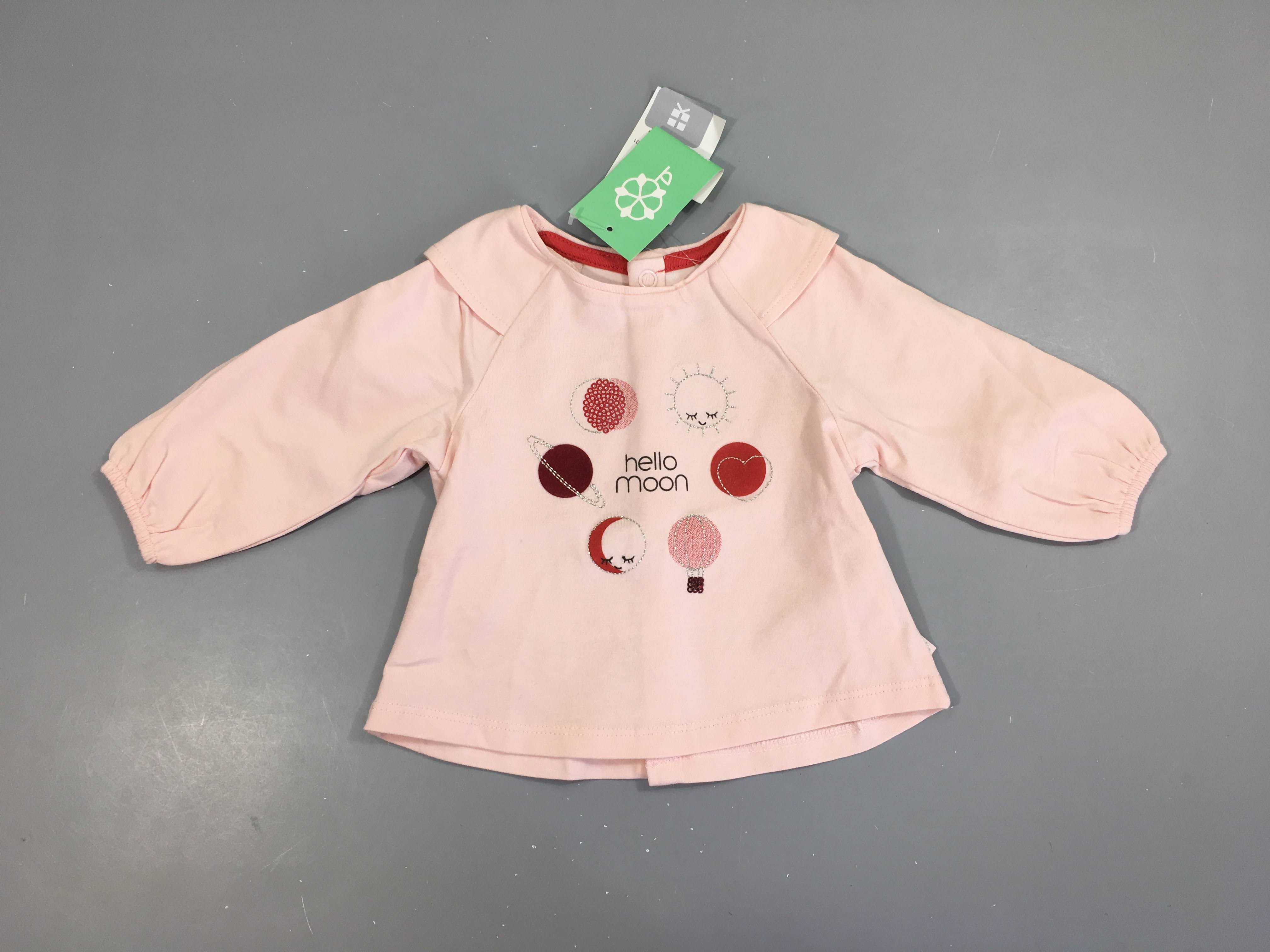 Neuf-T-shirt m.l rose ronds Moon