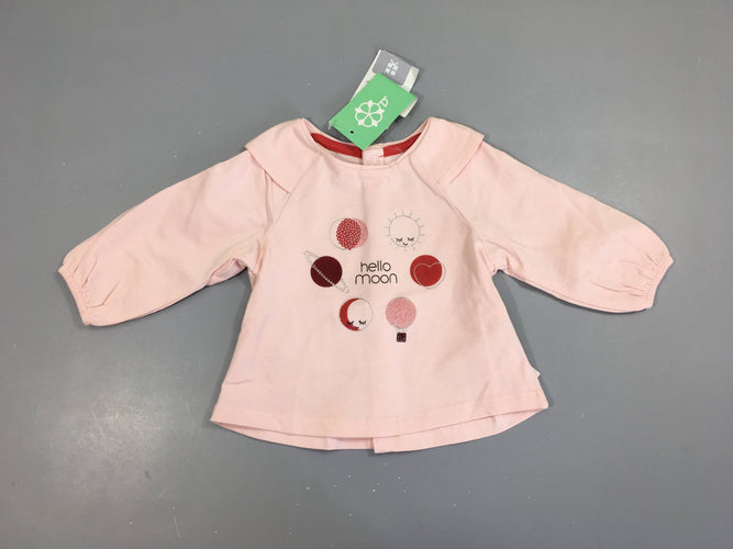 Neuf-T-shirt m.l rose ronds Moon, moins cher chez Petit Kiwi