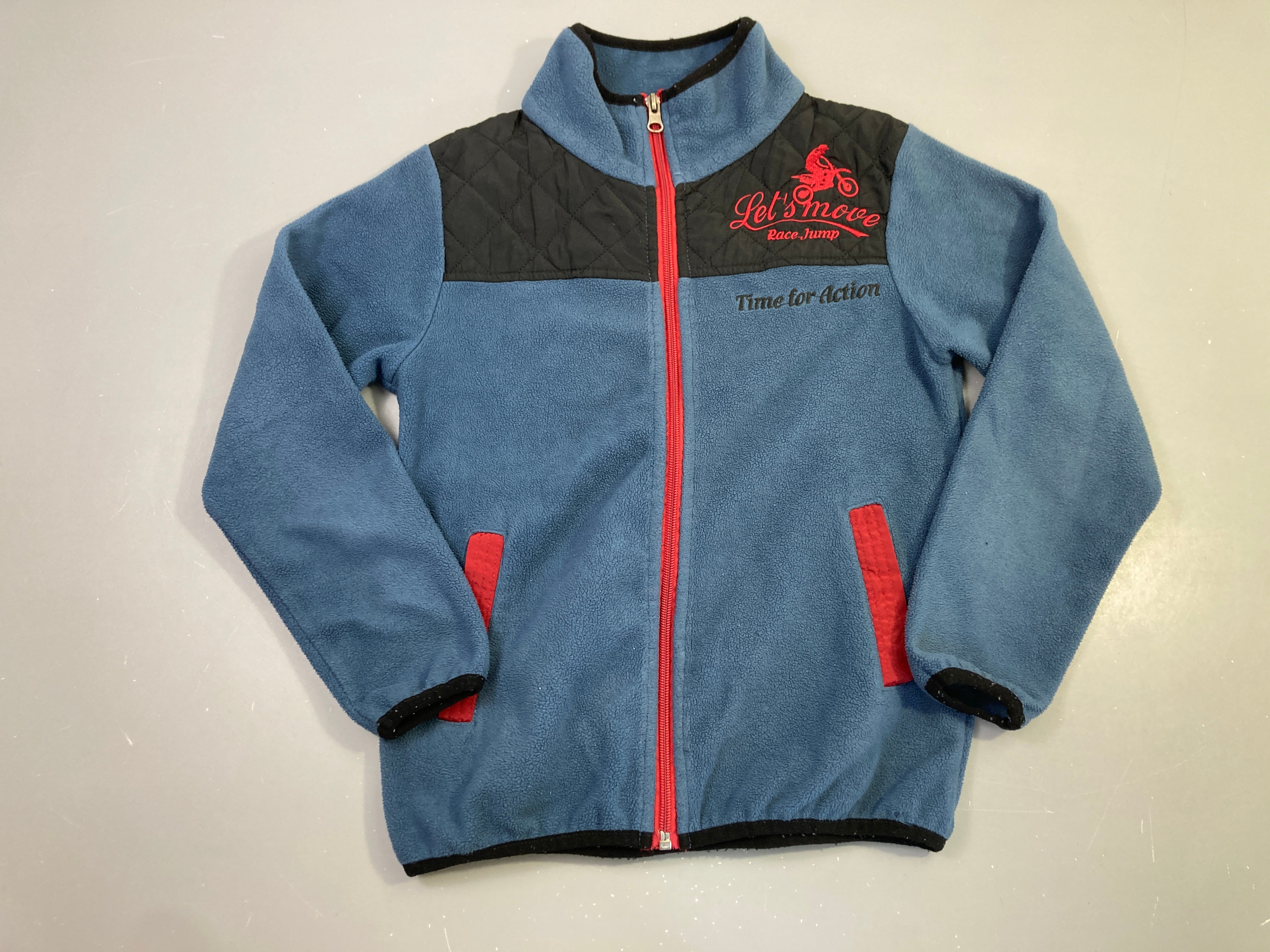Polaire zippée bleue moto rouge