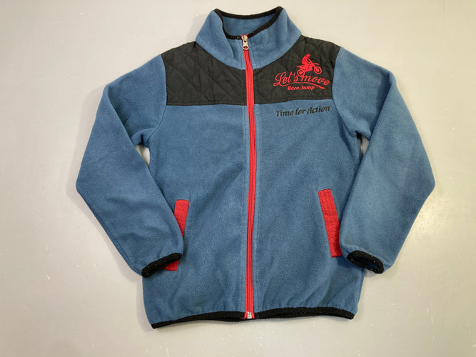 Polaire zippée bleue moto rouge, moins cher chez Petit Kiwi