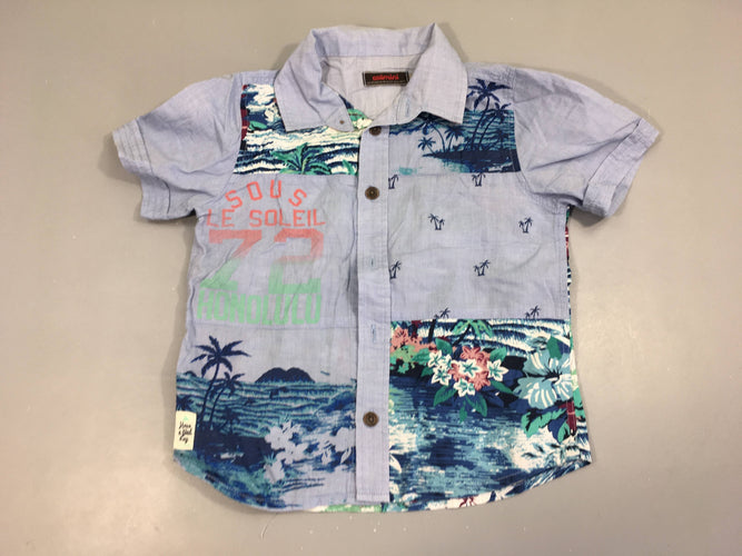 Chemise m.c bleue Sous le soleil, moins cher chez Petit Kiwi