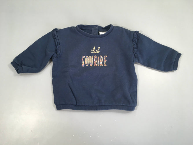 Sweat bleu foncé Sourire, moins cher chez Petit Kiwi