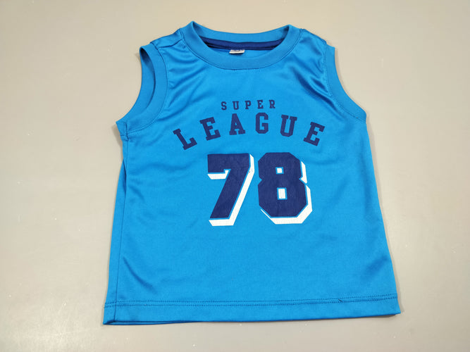 Débardeur de sport bleu" super league 78" 100% polyester, moins cher chez Petit Kiwi