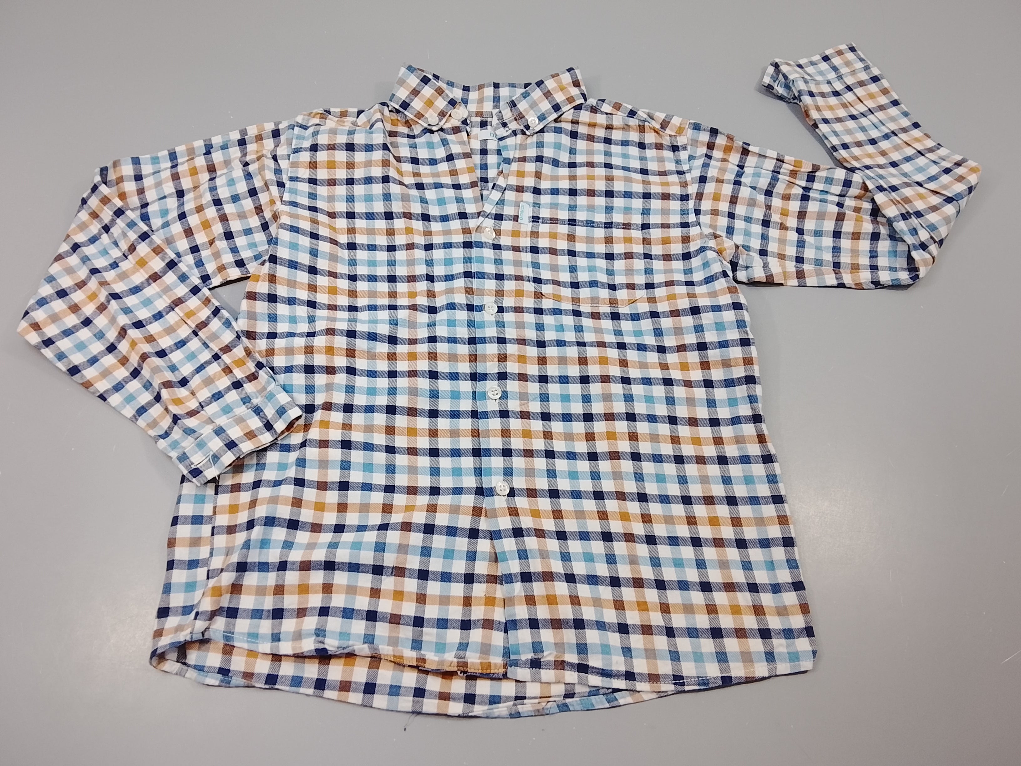 Chemise Naco m.l à carreaux blanc, bleu, beige